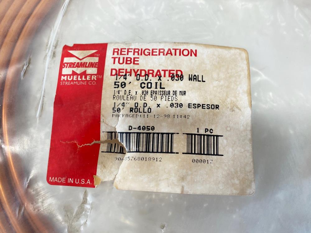 Lot Of 3 Mueller 1 4 X 50 Dehydrated Copper Refrigeration Tubing D 4050